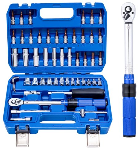 KATSU Drehmomentschlüssel Fahrrad 1/4 Zoll 50-teiliges Set, 2-24 Nm, CRV, 72 Zähne, ±3% hohe Präzision, für Fahrrad, Motorrad und Auto Zündkerzenwechsel