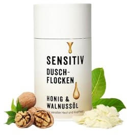Hautwohl Sensitiv Duschflocken, empfindliche und trockene Hautpflege. Naturrein, mit echtem Waldhonig aus dem Schwarzwald und Pflanzenöle ohne Duftstoff, ohne Palmöl, handgemacht in Deutschland