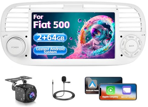 Inefala 2+64G 7'' Android 15 Autoradio per Fiat 500
