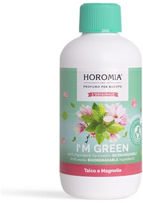 HOROMIA Profumo per Bucato Talco e Magnolia 400ml - Profuma Bucato per Lavatrice e Asciugatrice - Linea I'M GREEN