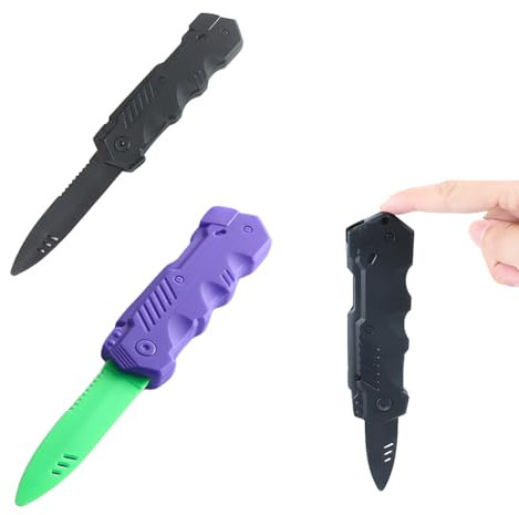 Tomedeks 2 Pezzi Coltello Giocattolo, Coltelli Da Pugnale A Scomparsa In Plastica, Coltellini Finti Con Lame Retrattili,Coltello Finto Per Scherzi Trucchi Giochi Per Bambino Bomboniere Magici (2Forma)