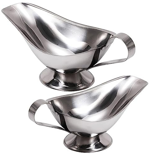COLLBATH Stainless Steel Sauce Cups Gravy Serving Boats 3oz and 5oz Milk Gravy Boat Salad Dressing Pourers for Home and Restaurant Use