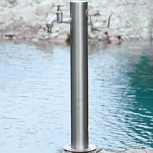 ENWYTE Colonna D'acqua Da Giardino Esterna Colonna D'acqua Rotonda In Acciaio Inossidabile Fontana Con Rubinetto In Piedi Supporto Per Tubo Flessibile Per Irrigazione Del Prato(D,86X20.5cm)