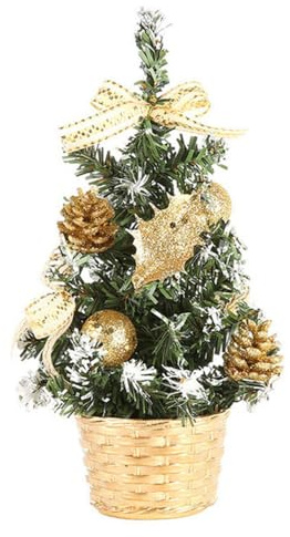 Youning Weihnachtsbaum Geschmückt Weihnachtsbaum Klein Geschmückt Weihnachtsdeko Mini Geschmückter Weihnachtsbaum Künstlich Kleiner Weihnachtsbaum Tisch Tannenbaum für Weihnachten Deko (20cm/Gold)