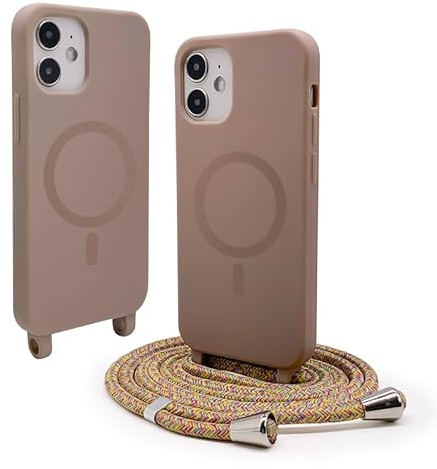 CUZZCASE Silikon Schutzhülle kompatibel mit iPhone 11,Kabellosem Laden,Silikon Stylische Verstellbarer Halskette Handyhülle-braun