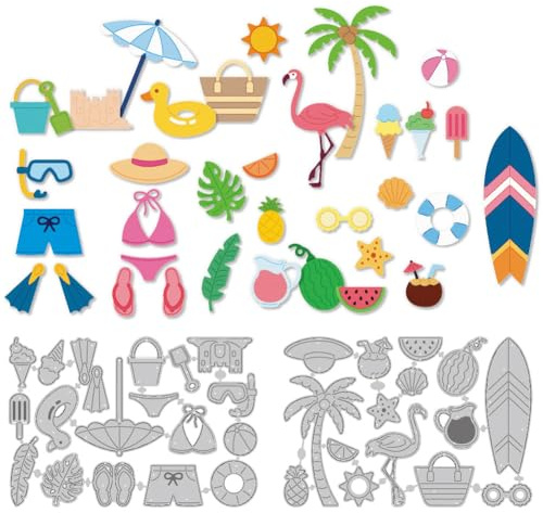 DELORIGIN Sommer Elemente Stanzer Für Die Kartengestaltung Bademode Stanzformen Aus Karbonstahl Scrapbooking Stanzschablonen Neuheiten 2025 Sommer Fotoalbum Geburtstagsgeschenk Party Grußpapier