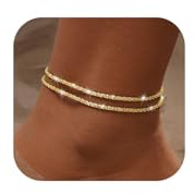 Maynor Fußkettchen für Damen Frauen Silber 925 Gold mit Herz Anhänger Fussketten Verstellbare Stapelbare Fußkette für Mädchen Handmade Sommer Strand Schmuck Geschenk