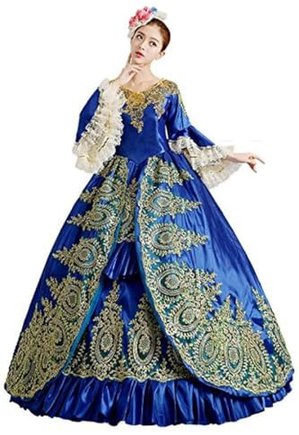 18th Century Women's Rococo Ball Gown Print Long Gothic Victorian Dress Masquerade Theme Dresses