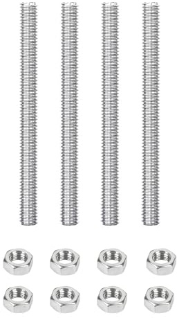 Lot de 4 tiges filetées M6 x 200 mm, avec 8 écrous hexagonaux, en acier inoxydable 304, pour un usage domestique ou industriel