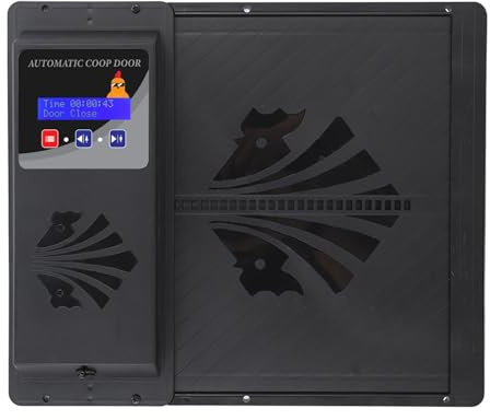 Naroote Automatic Chicken Coop -Door Opener, LED Display Screen Automatic Chicken Door 2 Control Mode Plastic for Ducks (Black)