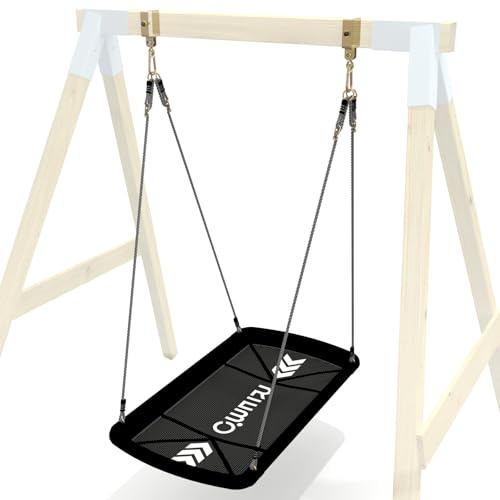 Rebo High Density Fabric Boat Style Swing Seat – Heavy-Duty Outdoor Swing with Welded Brackets & Pressure Treated Timber Frame – Weather-Resistant Design