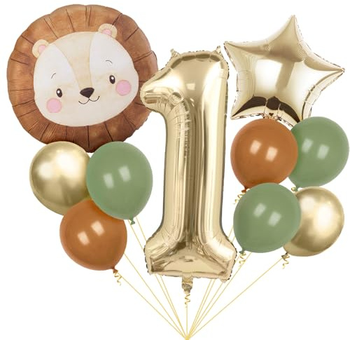 Löwe geburtstagsdeko 1 jahr, Safari Tiere ballon für deko geburtstag | 11 Stück Original Luftballon Tiere, Luftballon 1. Geburtstag, Wild One Deko 1. Geburtstag, Dschungel Deko Geburtstag,