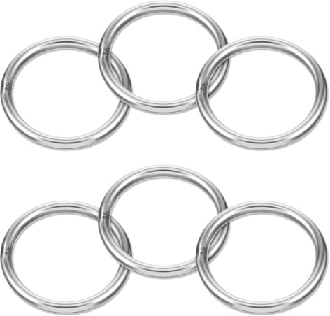 Hecila 6 PCS O-Ring Metall Edelstahl-Ringe 50mm Silber Metallring zum Basteln Rundringe Stahlring Hoops für Gürtel, Hardware, Taschen, Schlüsselanhänger, Handarbeit, Hundehalsbänder, Paracord Zubehör