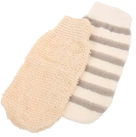 LOORGVEL Körperpeeling Handschuhe aus Leinen und Baumwoll Leinen 2 Stück Sanftes Peeling ohne Hautkratzen für Bad und Spa Anwendung