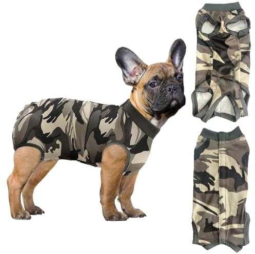 Combinaison chirurgicale pour body chien, body pour chien après stérilisation, combinaison de convalescence pour chien,protection contre les allergies et les plaies (Camouflage, M)