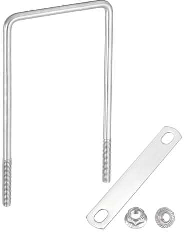 QUARKZMAN Pernos U Cuadrados Internos Anchos De 4 Pulgadas M10, Longitud De 7-7/8 Pulgadas Pernos U De Acero Inoxidable 304 Con Tuercas, Placas, Automoción, (100mm Ancho X 200mm Largo)