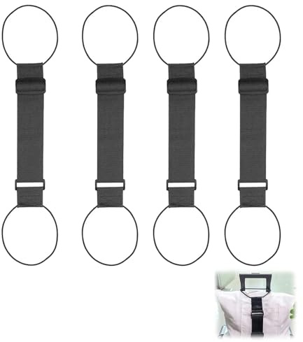 4 PCS Luggage Straps for Suitcases, Black Adjustable Fastening Belts, Secure Bag Attachment for Airport Travel, Organise Multiple Items on Trolleys, Durable Elastic Straps for Frequent Travellers
