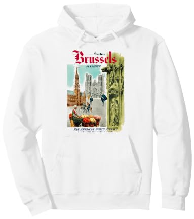 Pan Am Vintage Brussels Belgium Tour Poster Retro Travel Ad Pullover Hoodie