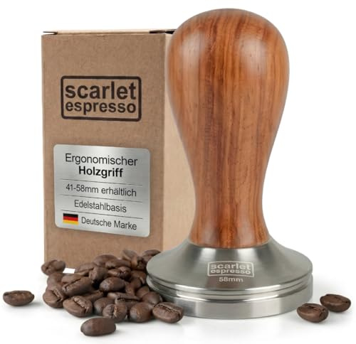 scarlet espresso | Kaffee Tamper »Classic« – Espresso Tamper mit Edelholzgriff für präzisen Anpressdruck – hochwertiger Kaffeestampfer für gleichmäßige Extraktion – 51 mm, Rosenholz