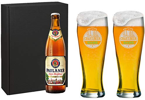 MeinGlas Wheat Beer Glass Set [Bavaria] with Individual Engraving [Name] and [Design] Motiv 01