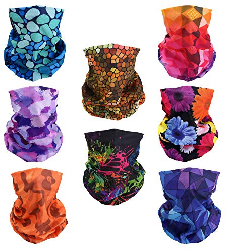 SMEHCF 8 Pannband Bandana Balaclava Halv Ansiktsmask Sköld Huvud Hår Halsduk Hals Damask Hatt Multipurpose För Kvinnor Män Andas Återanvändbar Tvättbar Camo Raindrop Rainbow Hive Daisy Butterfly Lila