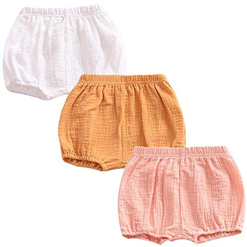 FAIRYRAIN 3 Pack of Baby Kinder Mädchen Jungen Baumwolle Unterwäsche Unterhosen Rüsche Hose Bloomer Shorts Baby Höschen Windelhöschen Kleinkinder Pumphose 6-12 Monate
