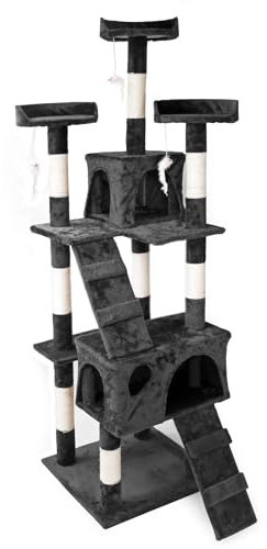 Árbol rascador para Gatos Color Negro 170 cm Accesorios Mascotas Animales de compañía
