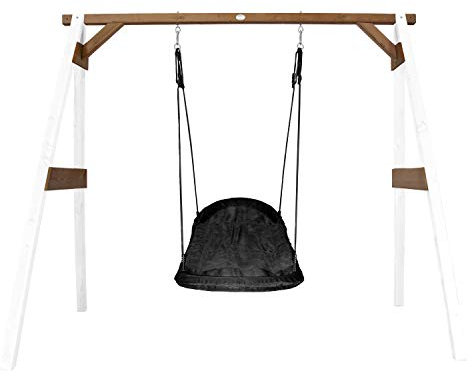 AXI Portique en Bois FSC Blanc/Marron avec Balançoire Nid d’Oiseau Enfant 100 cm Roxy | Balançoire Ronde pour Le Jardin