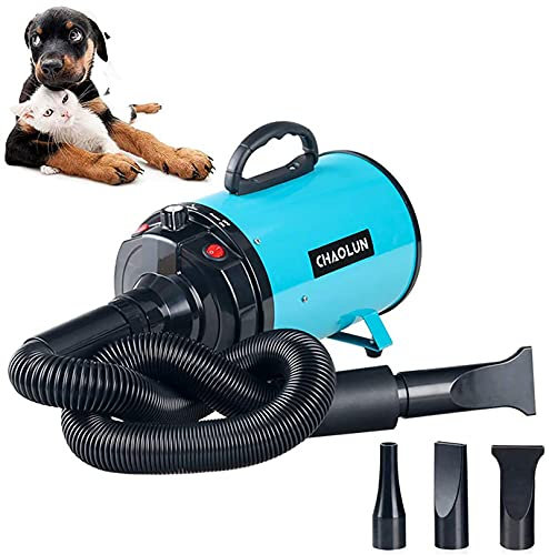 Hmpet Soffiatore per Cani con 3 Ugelli a Meno Rumore, 2800W Asciugacapelli Soffiatore Aria Calda per Cani Gatti Animale Domestico