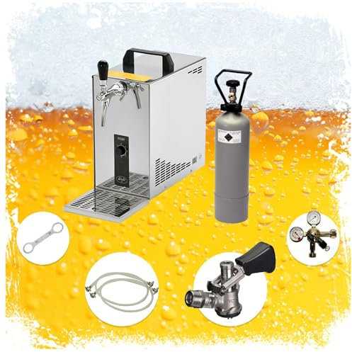 ich-zapfe.de Komplett Set - Zapfanlage, Bierzapfanlage, Bierkoffer, Durchlaufkühler PYGMY 25 1-leitig Trockenkühler, 35 Liter/h, Zapfkopf:KeyKeg
