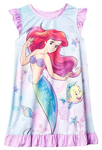 Disney Girls' Nightgown, Fantasy Gown, Comfortable Nightwear, Soft & Cute Pajamas for Kids, UNDER THE WATER 2, 3T