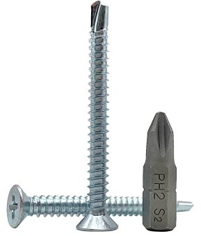 DIN 7504 P - Paquete de 50 tornillos autotaladrantes de cabeza avellanada y huella Phillips (PH) de acero chapado en zinc de 4,8 x 50 mm (50, 4,8 x 50 mm)