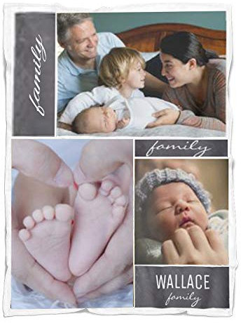 JINFU Fotodecke mit Eigenem Foto Name,Decke Selbst Gestalten Bedrucken Lassen Kuscheldecke Babydecke personalisiert mit Name Familie Geburtstag Weihnachten,Babydecke (230 x 150 m)