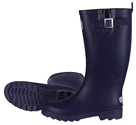 Leitfeuer Damen Gummistiefel Regenstiefel unifarben - Stiefel für Frauen mit weitenverstellbarem Schaft und Anziehhilfe in Royal Größe 40