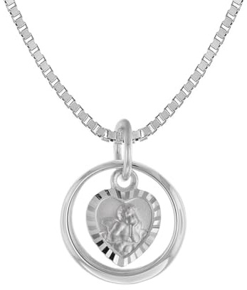 trendor Taufkette 925 Silber Taufring mit Engelherz 39577 | zauberhafter Taufschmuck für Mädchen, Jungen oder Mütter tolle Geschenkidee zur Taufe Kinder-Halskette