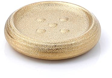 Gedy G-Astrid Portasapone Bagno Oro, Dimensione 2,6 X 12 X 12 CM Peso 0,238 kg, Porta saponetta in Ceramica, Anni di Garanzia 2, Design R&S