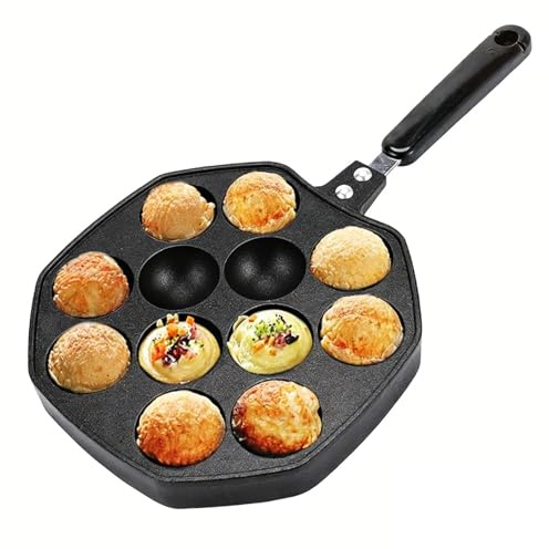 Takoyaki Padella alla Griglia 12 Fori in Alluminio Antiaderente Padella alla Griglia Piatto Cucinando Cottura al Forno Muffa Vassoio per Takoyaki e Frittelle Rotonde