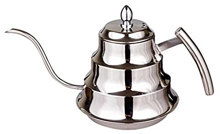caihuashopping Kaffeekanne Kaffeekessel 1.2L Edelstahl Schwanenhalskaffee mit Filter Hand Tropfen Kaffeemaschine Topf Percolator Perfekt Für Kaffeeliebhaber Kaffeebereiter