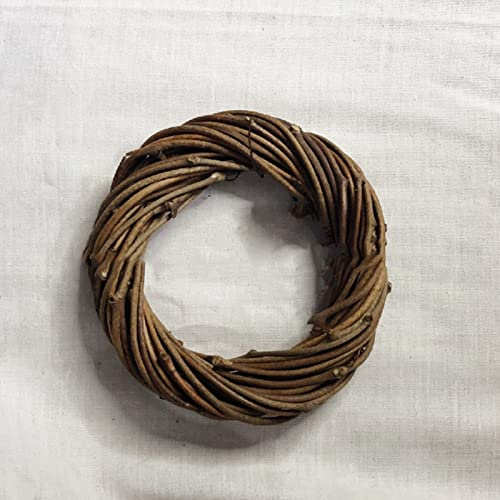 Egurs Corona de mimbre sin pelar para Navidad, corona de puerta, madera, decoración, puerta, pared, fiesta, boda, floristería, 10 cm