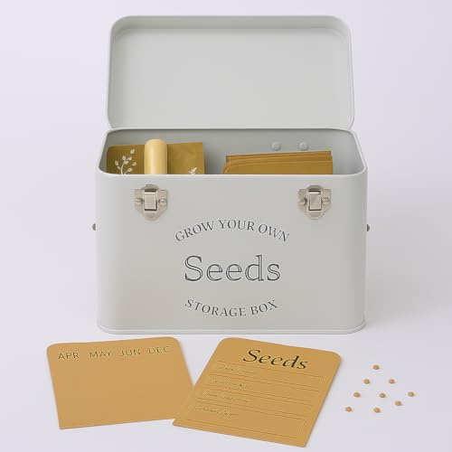 Seed Storage Box With Free Envelopes & Dividers French Grey