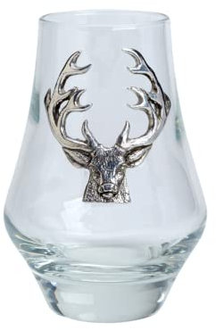 Charles Buyers Whisky Nosing Tasting Glass With Scottish Highland Stag Pewter Detail