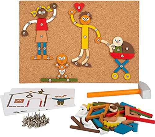 small foot Hämmerchenspiel Zuhause und Familie aus Holz, mit Korkbrett und Hammer für Kinder ab 3 Jahren, 12359 Toys, Mehrfarbig