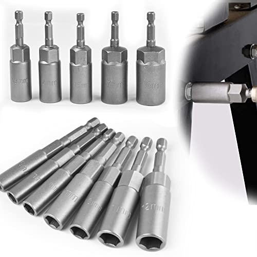 STCRERAG Llave de Vaso 1/4 de Impacto Profunda - Adaptadores de 1/4 Pulgadas y Tuerca de Enchufe de 6-19 mm