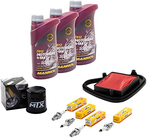 Wartungspaket Öl 3L + Luftfilter + Ölfilter + Zündkerzen für Hon da VT 600 C VT600 C Shadow PC21 Baujahr 1988-1997