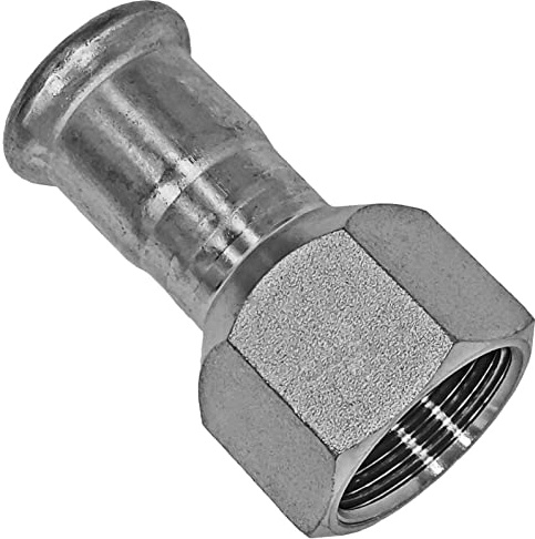 MegaHaustechnik Übergang 22 x 1/2“IG Pressfitting aus Edelstahl V4A für Rohr-Außendurchmesser 22mm zum Verpressen M-Kontur, mit 1/2 Zoll Innengewinde, Trinkwasser geeignet, VA INOX