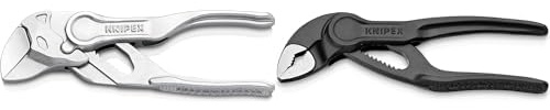 KNIPEX Zangenschlüssel XS, Multi-Schraubenschlüssel, 100 mm, 86 04 100 & Cobra® XS, Mini-Wasserpumpenzange | Rohrzange, Edc-Mini, Chrom-Vanadium, Rostschutz atramentiert, 100 mm, 87 00 100