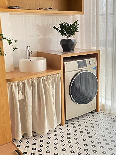 A.Monamour Gardine Scheibengardinen Kurzstores Solide Beige Leinen Baumwolle Halbtransparent mit Quasten Kurzvorhang Kurzgardinen Küchengardine Küche Vorhang Fenster Kurz Stores Bistrogardine