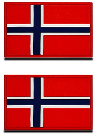 2 stycken PVC-gummi med 3D-mönster, norska flaggor, tungt robust material, krokbaksida utan ögla, taktisk norsk emblem patch för kläder väskor ryggsäck uniform väst