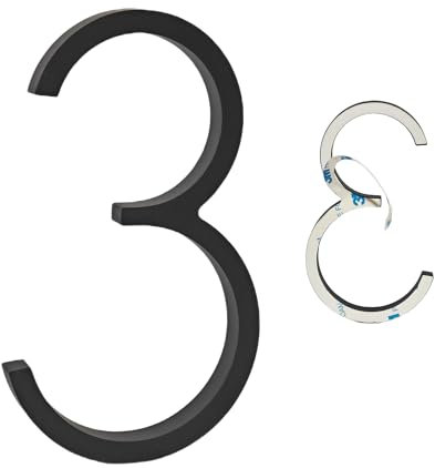 Ywonoby Numeri civici autoadesivi 3D per porte, 12,7 cm, numeri di indirizzo, adesivi per caselle postali, appartamenti, hotel, cortili, colore nero (3)