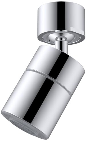Hibbent 360° Drehbarer Wasserhahn-Aufsatz für Küche und Bad, wasserhahn aufsatz schwenkbar mit Doppelfunktion - Blase und Sprayer, 2,5 GPM Wasserhahnverlängerung mit hohem Durchfluss, Chrom(FM22)